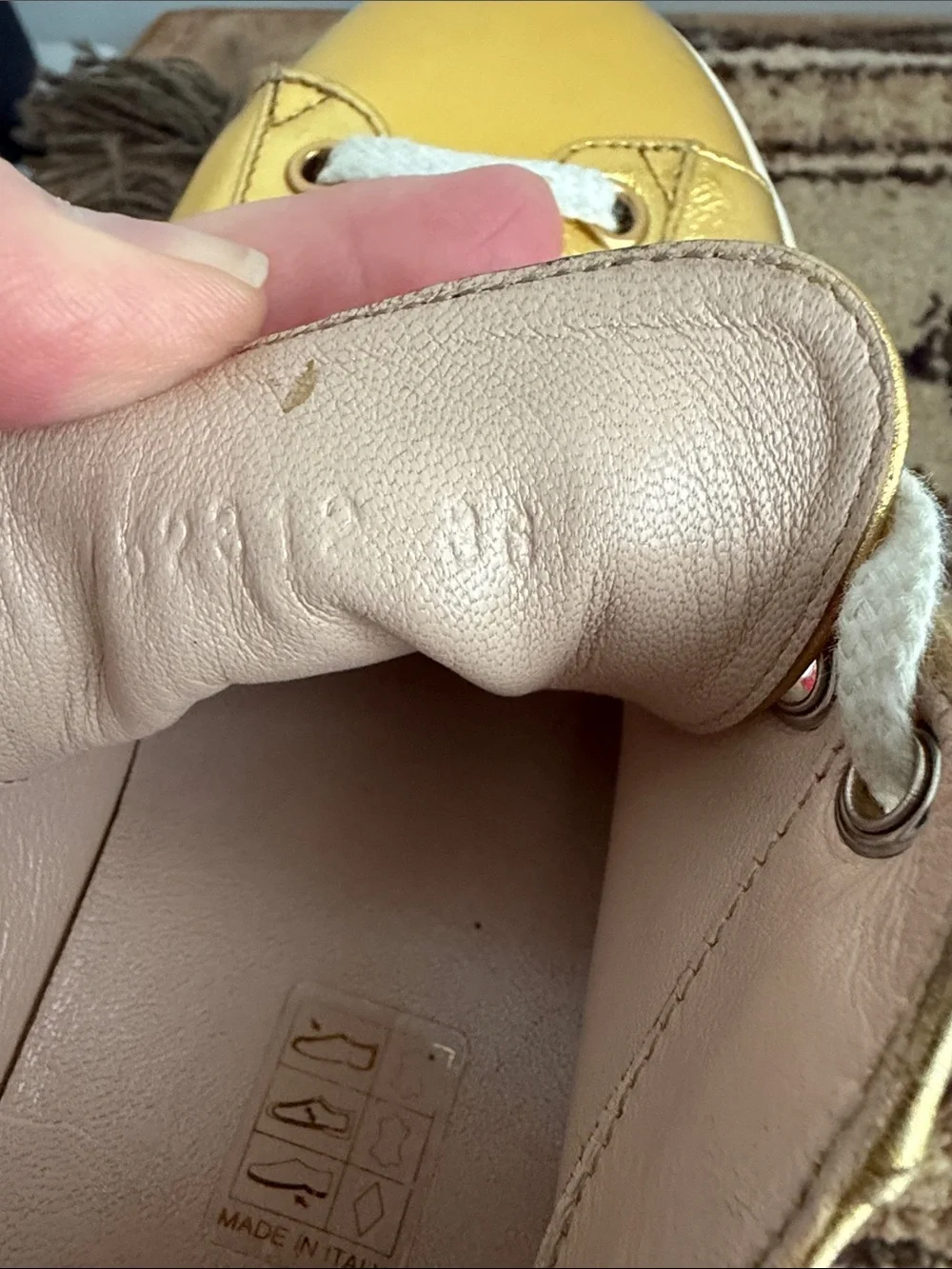 Gucci- PEGGY Gold Rainbow Platform Sneakers - Women's  Lace-Up sz 36 - DAMAGED